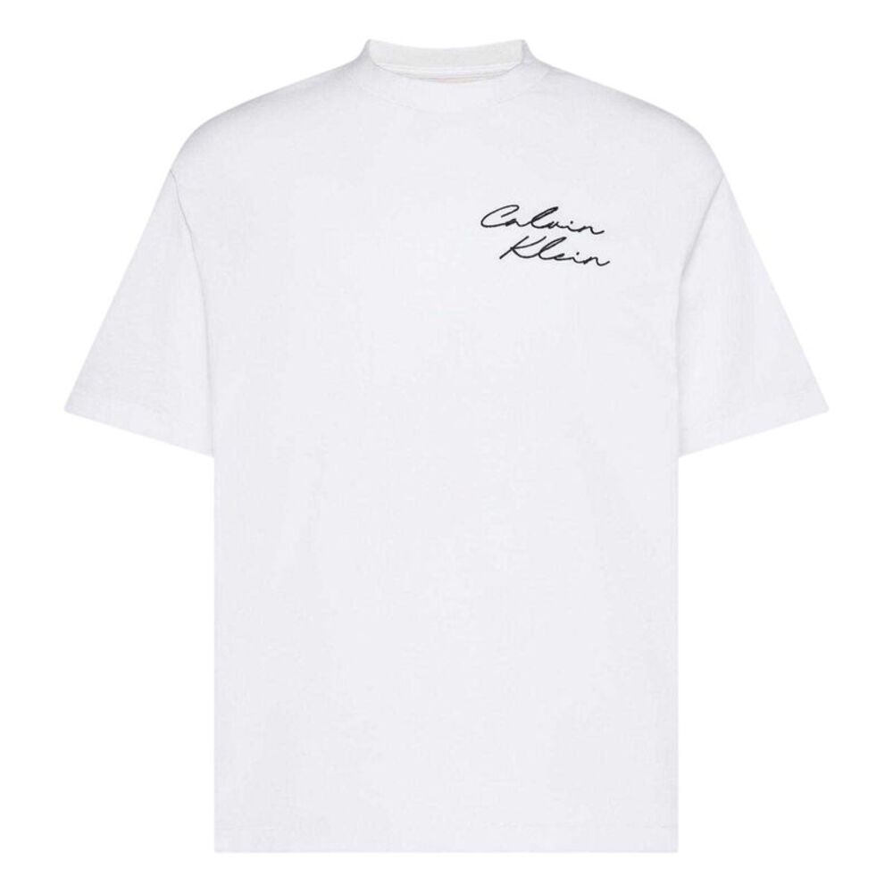 Calvin Klein Mens Script Relaxed Fit T-Shirt / Bright White